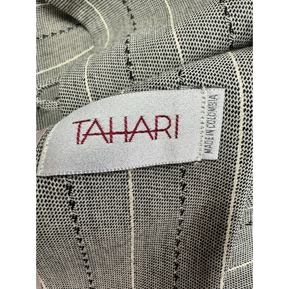 Tahari Women's Gray Pinstripe Double Breasted Blazer 100% Wool Vintage Style - Picture 4 of 6
